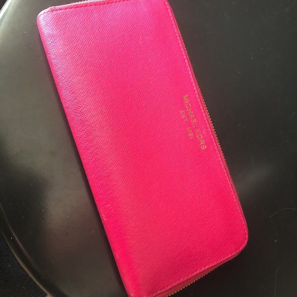 Michael Kors Pink Magenta Leather Clutch / Wallet
